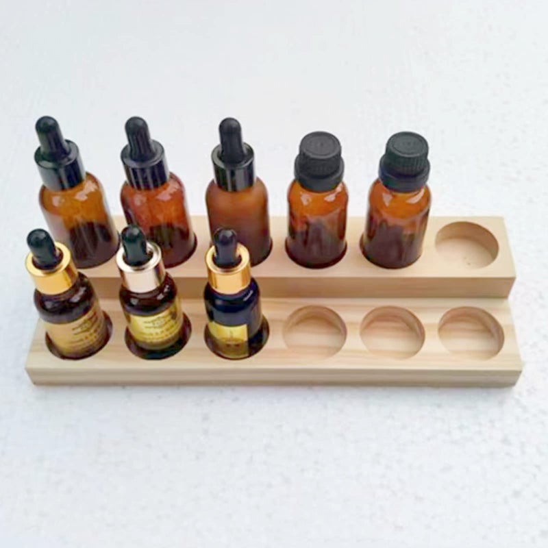 LONG TAO 2 Pcs Wooden Essential Oil Display Stand 2 layer Tabletop Essential Oils Perfume Storage Racks Oil Bottles Holder Essential Oil Organizer Nail Polish Shelf for Organizing Displaying - Image 3